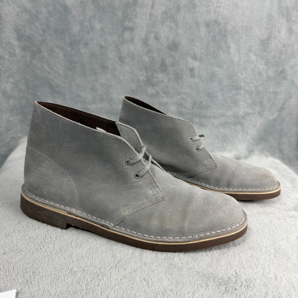 Clarks Mens 8 Gray Suede Chukka Boots Ankle Desert Boot Quiet Luxury Boho 15522